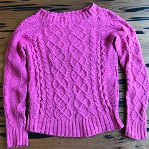 Bright Pink Cable Knit Sweater